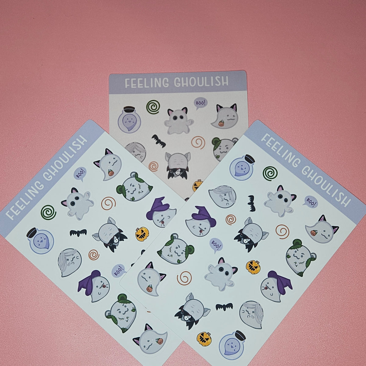 sticker sheet variety of ghosts/ghouls in custumes